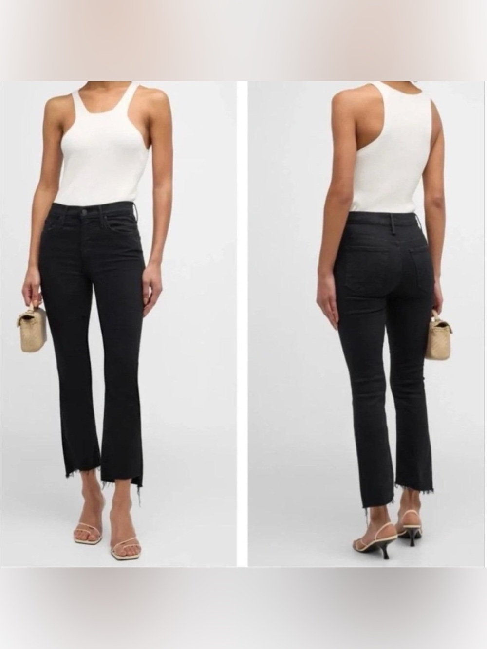 Mother The Hustler Ankle Fray Jeans Not guilty Black Size 32 Raw Hem